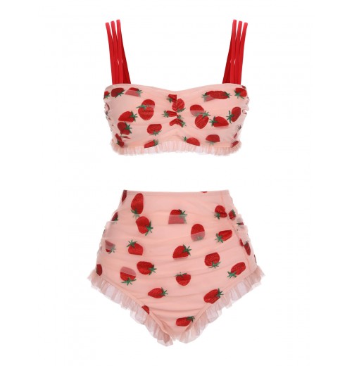 Lace Strawberry Cami Tankini Set Lace Strawberry Cami Tankini Set