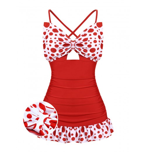 Polka Dot Bowknot Patchwork Swimsuit Polka Dot Bowknot Patchwork Swimsuit