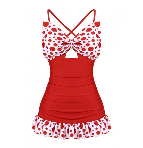 Polka Dot Bowknot Patchwork Swimsuit Polka Dot Bowknot Patchwork Swimsuit