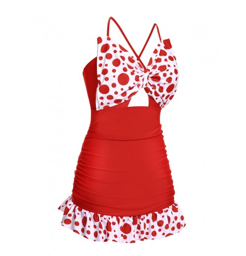 Polka Dot Bowknot Patchwork Swimsuit Polka Dot Bowknot Patchwork Swimsuit