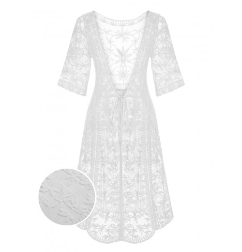 White Lace V-neck Wrap Cover-up White Lace V-neck Wrap Cover-up