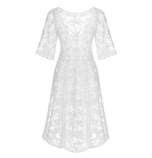 White Lace V-neck Wrap Cover-up White Lace V-neck Wrap Cover-up