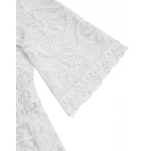 White Lace V-neck Wrap Cover-up White Lace V-neck Wrap Cover-up