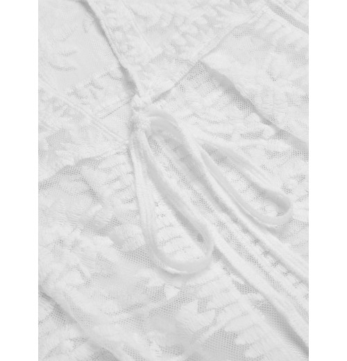 White Lace V-neck Wrap Cover-up White Lace V-neck Wrap Cover-up